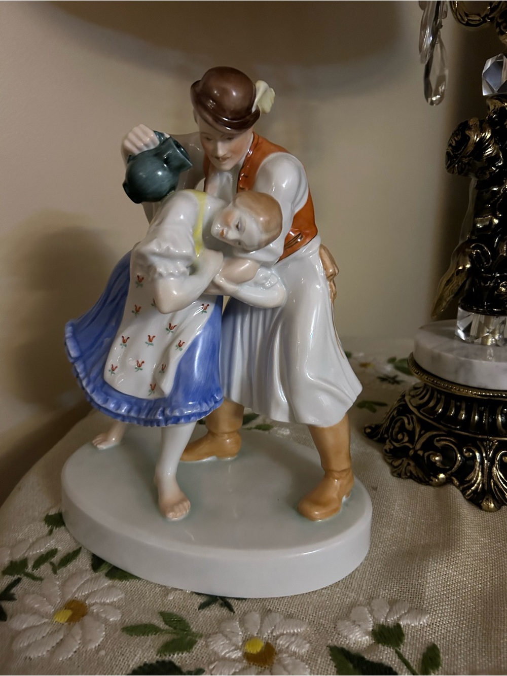Herend Hand-Painted Porcelain Couple Figurine